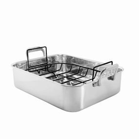 Chantal Stainless Steel Roaster with Nonstick Roasting Rack, 15.5" x 12" x 4" Cookware holiday sale