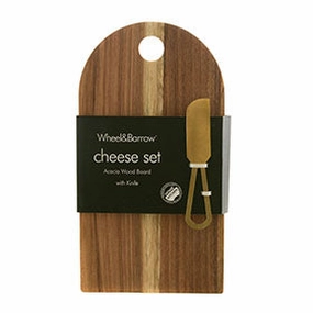 Cheese Set - Acacia Board with 1 Knives Serveware clearance shop