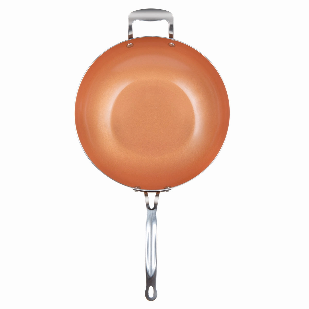 Chef'S Wok & Glass Lid, Copper Color Ceramic Non-Stick Coating, 12" Cookware holiday sale
