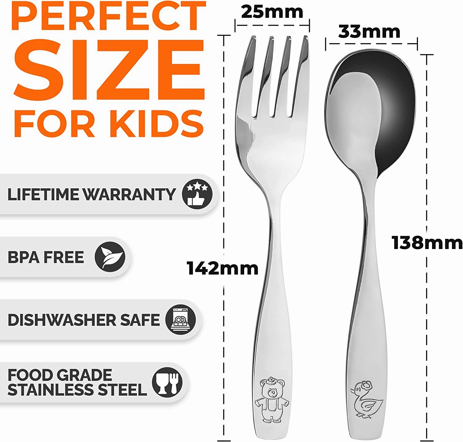 Child and Toddler Silverware Set for Self Feeding (3 Spoons & 3 Forks)