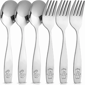 Child and Toddler Silverware Set for Self Feeding (3 Spoons & 3 Forks) Cooking Tools & Accessories hot price
