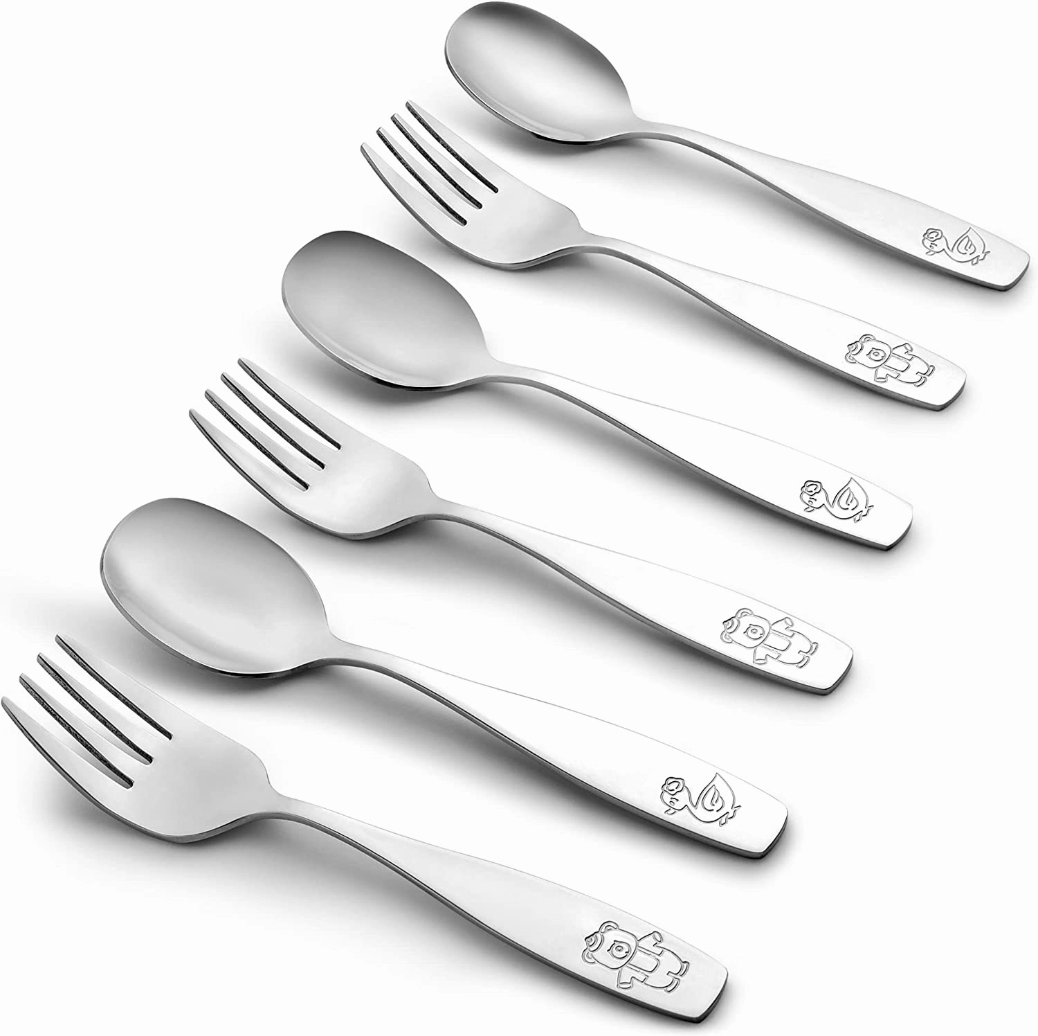 Child and Toddler Silverware Set for Self Feeding (3 Spoons & 3 Forks)