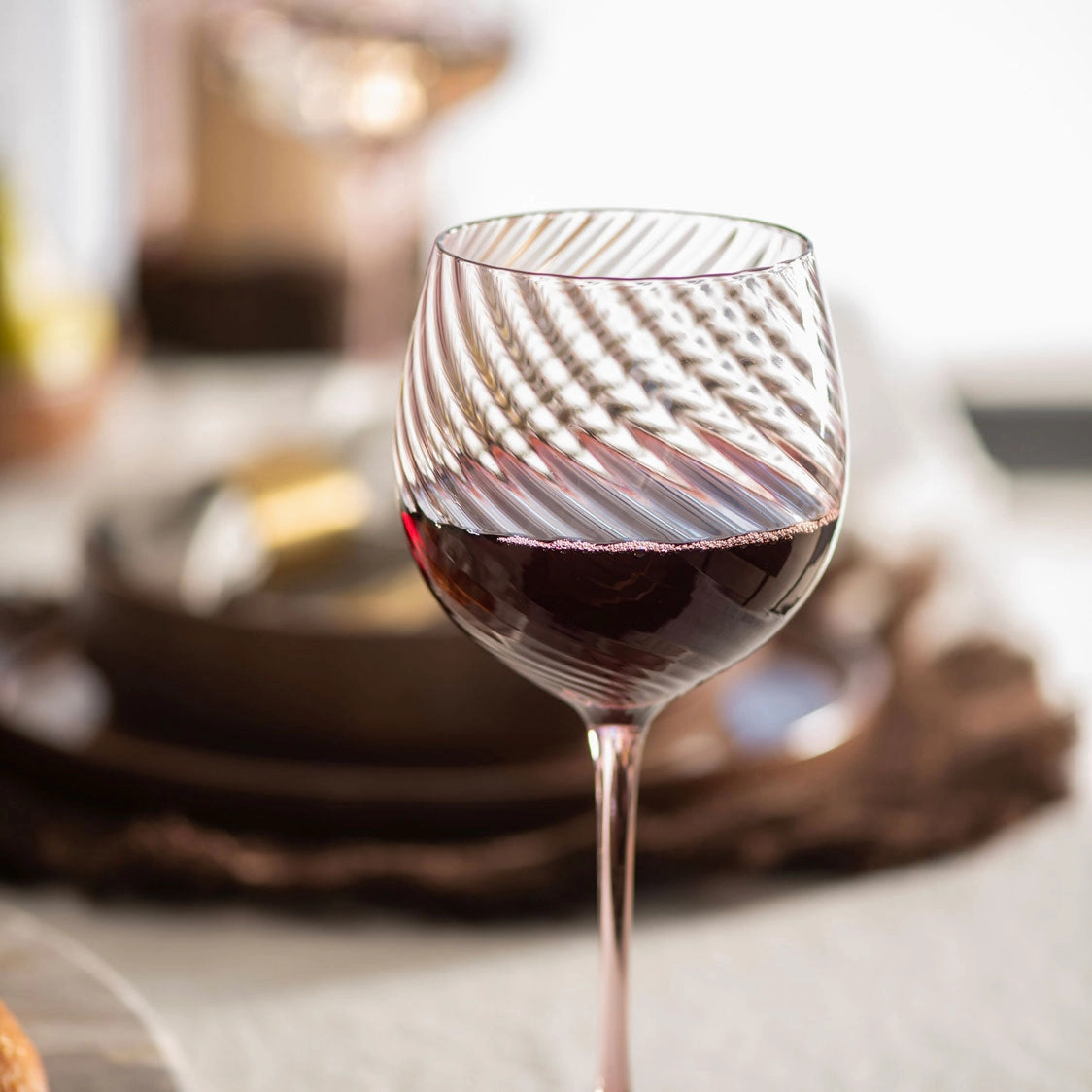 Chocolate Ribbed Swirl Wine Glass Glassware clearance picks