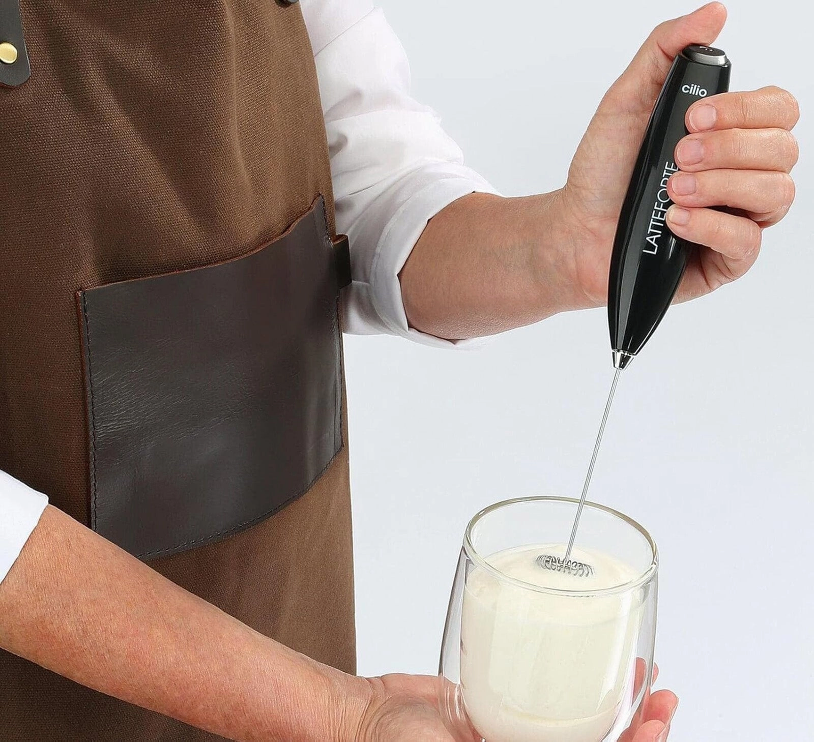 Cilio Latteforte Battery Powered Milk Frother with Stainless Steel Stand