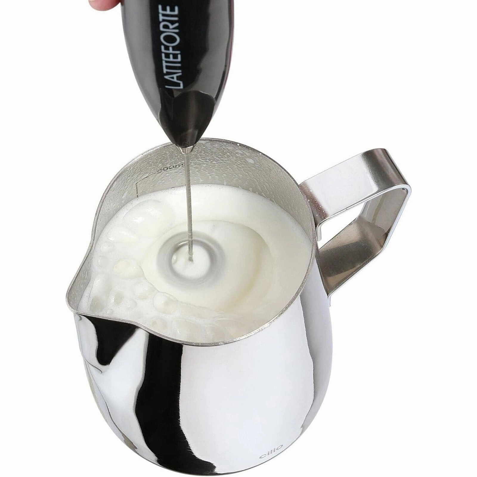 Cilio Latteforte Battery Powered Milk Frother with Stainless Steel Stand