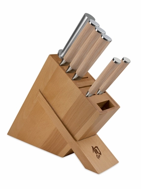 Classic Blonde 7 Piece Block Set with Birchwood Kickstand Block Cutlery knife sets deals