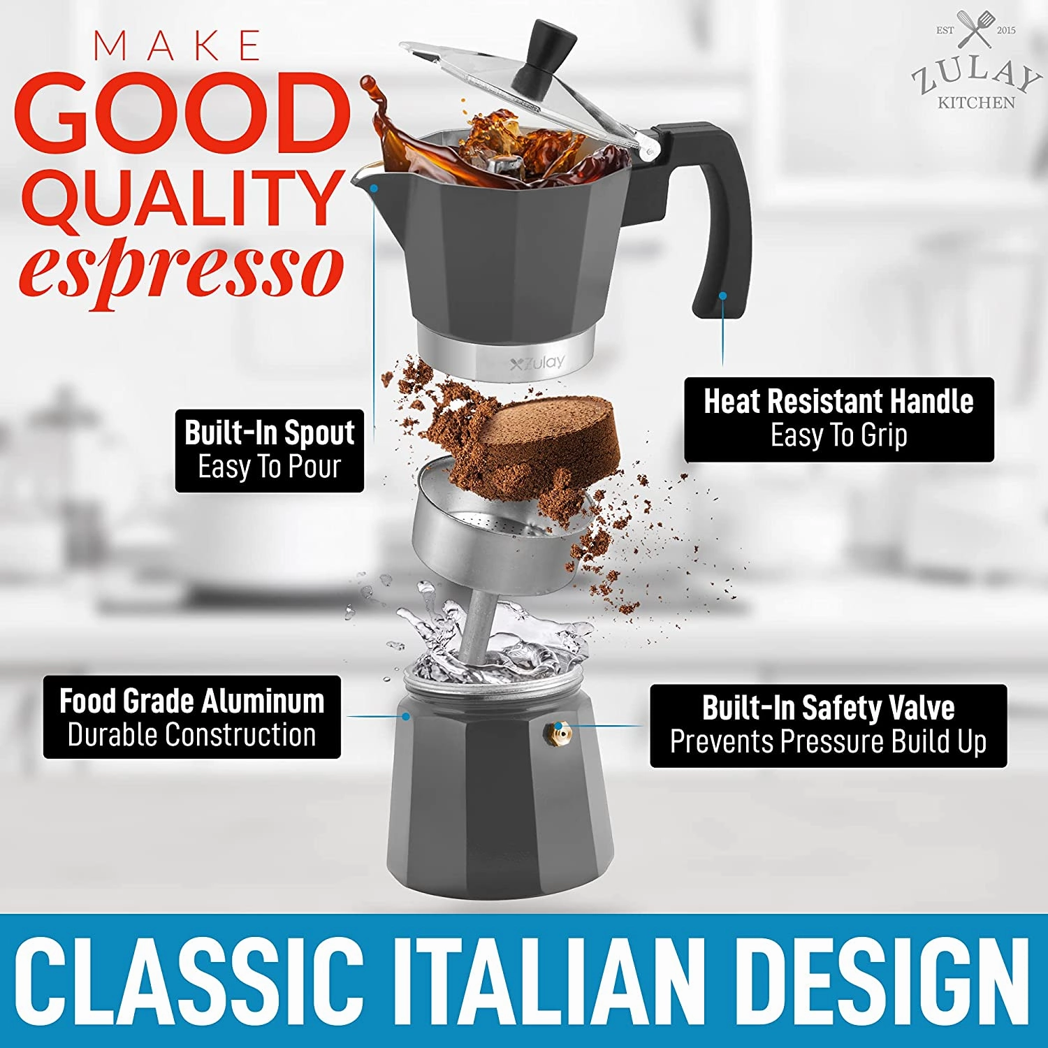 Classic Italian Style Espresso Cup Moka Pot