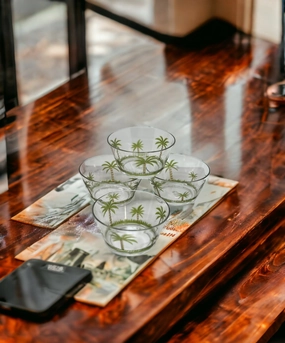Clear and Green Four Piece Palm Tree Acrylic Service For Four Bowl Set Cooking Tools & Accessories outlet tools
