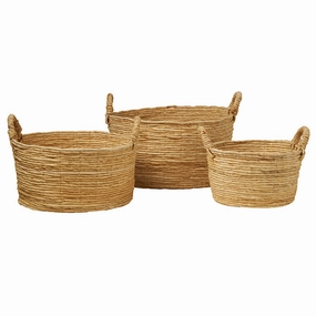 Clio Natural Abaca Baskets Set/3 Decorative Baskets clearance deals
