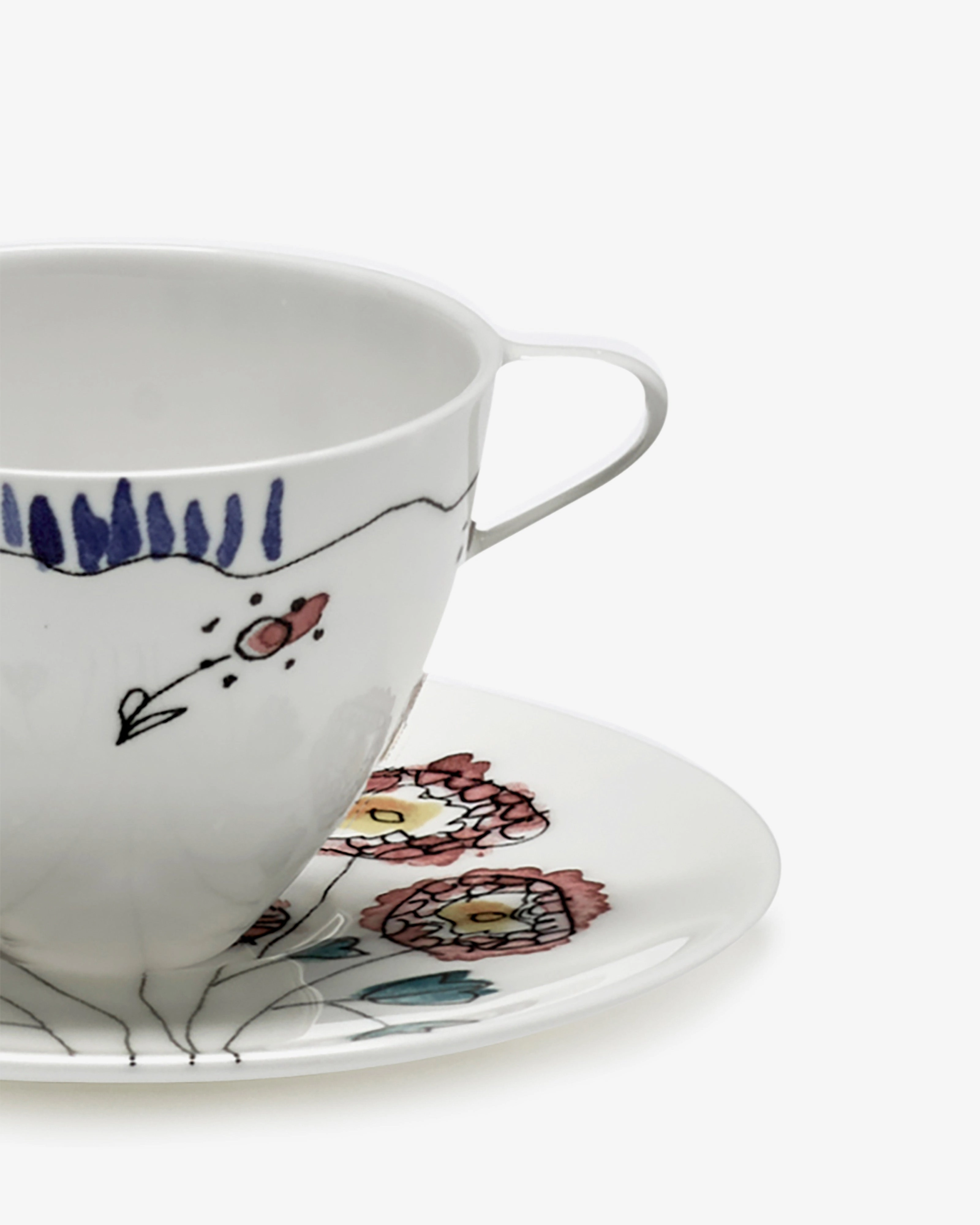 COFFEE CUP HIGH   SAUCER ANEMONE MILK MF