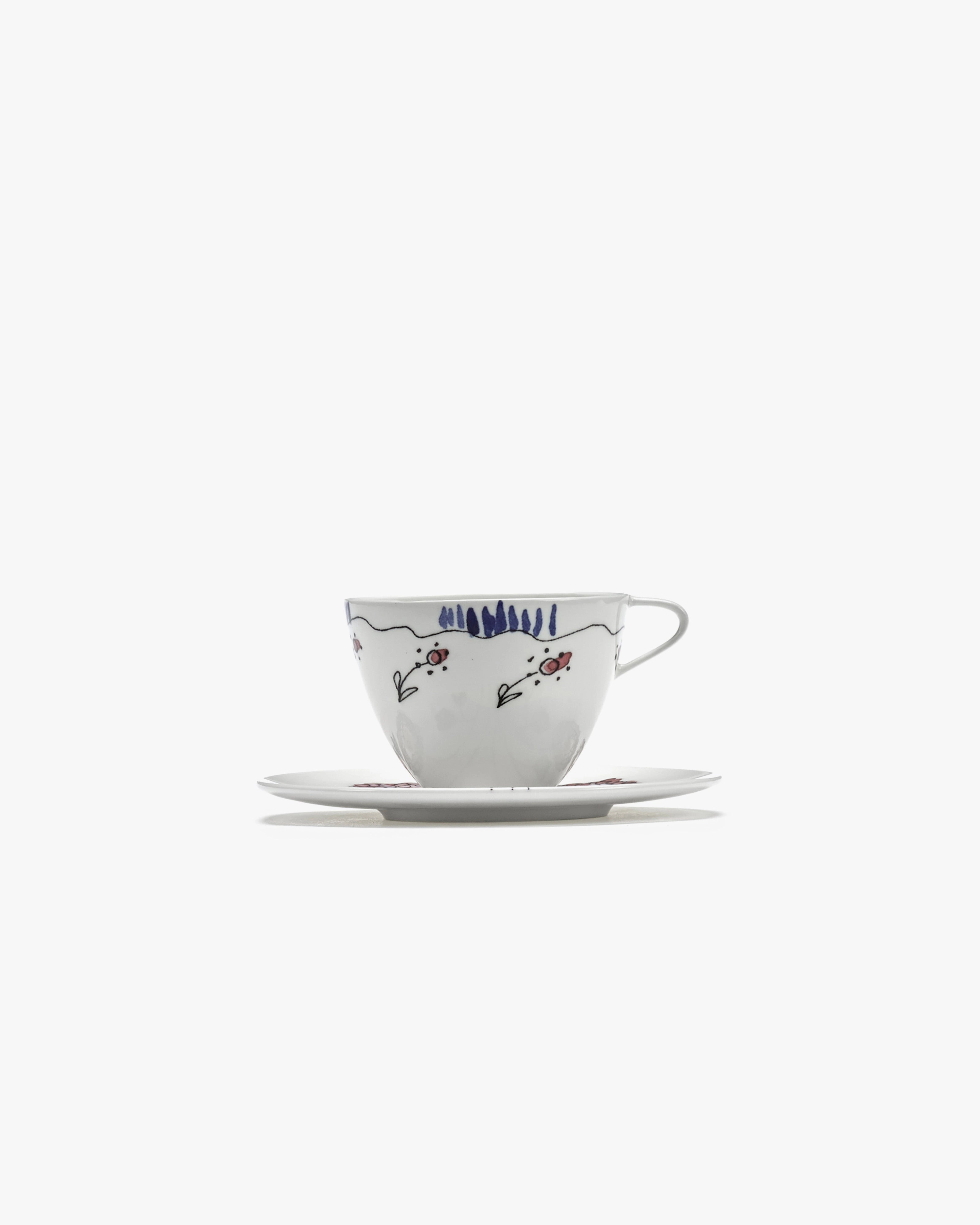 COFFEE CUP HIGH   SAUCER ANEMONE MILK MF