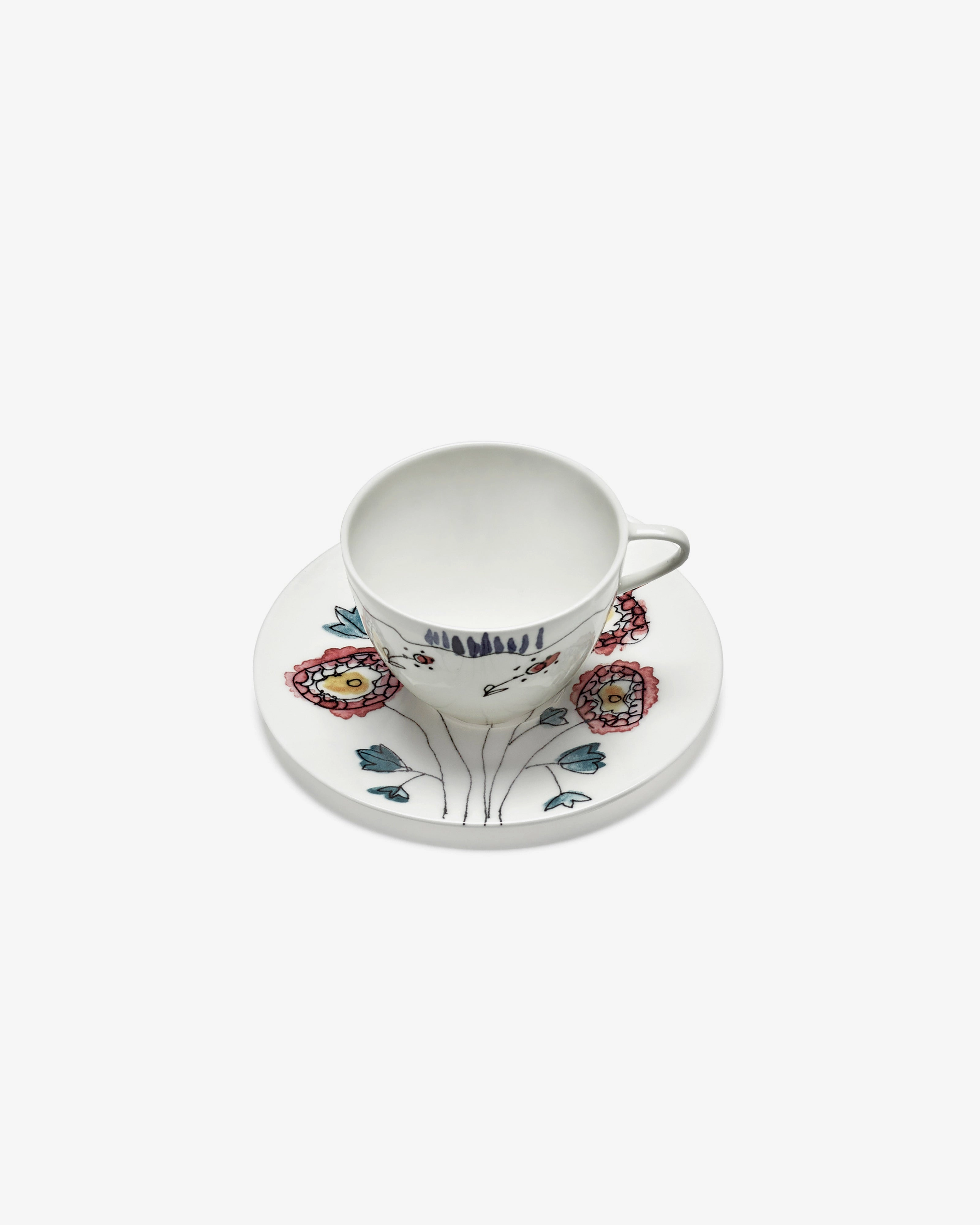 COFFEE CUP HIGH   SAUCER ANEMONE MILK MF