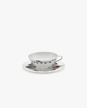 Coffee cup low with saucer Anemone milk Midnight Flowers Buy Dinnerware online shop