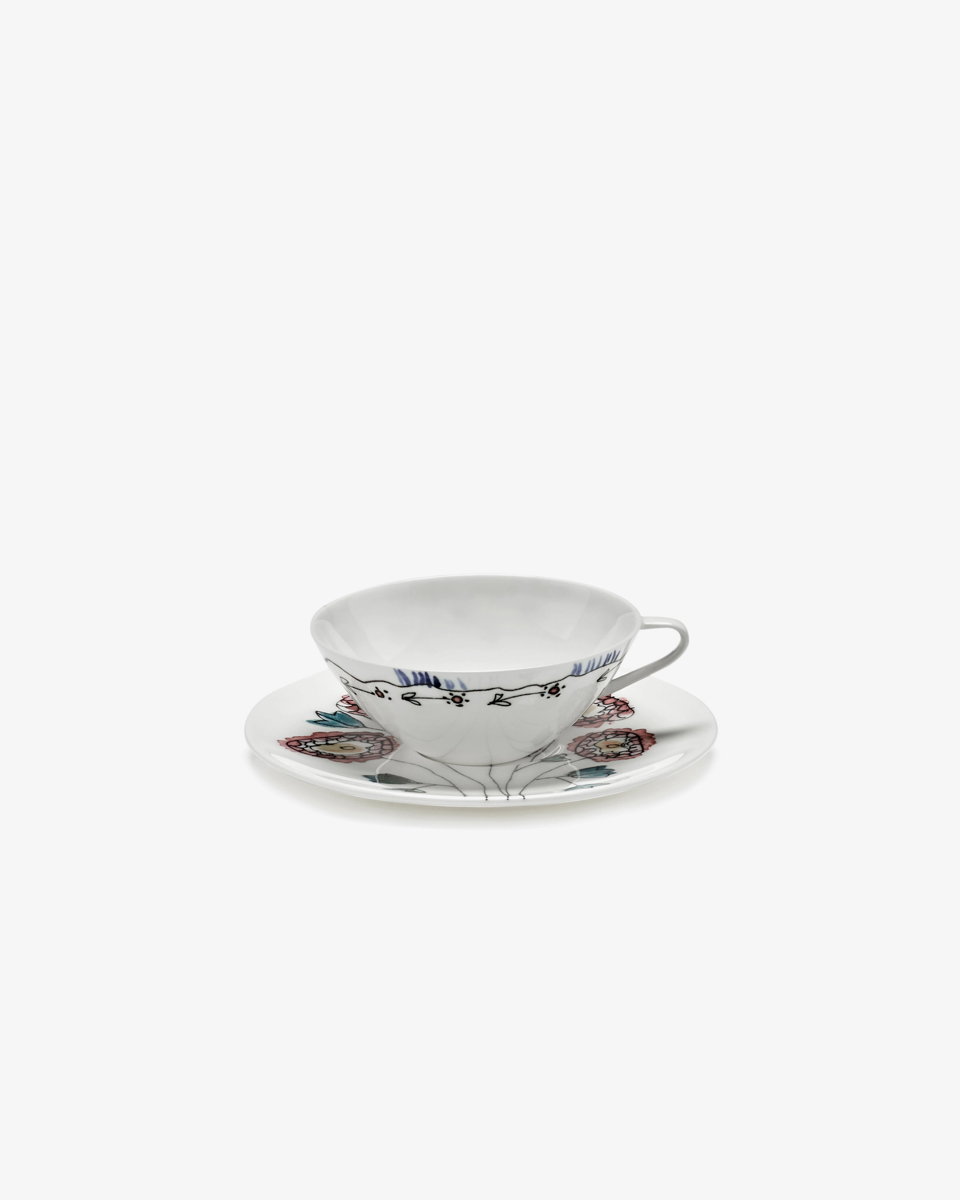 Coffee cup low with saucer Anemone milk Midnight Flowers Buy Dinnerware online shop