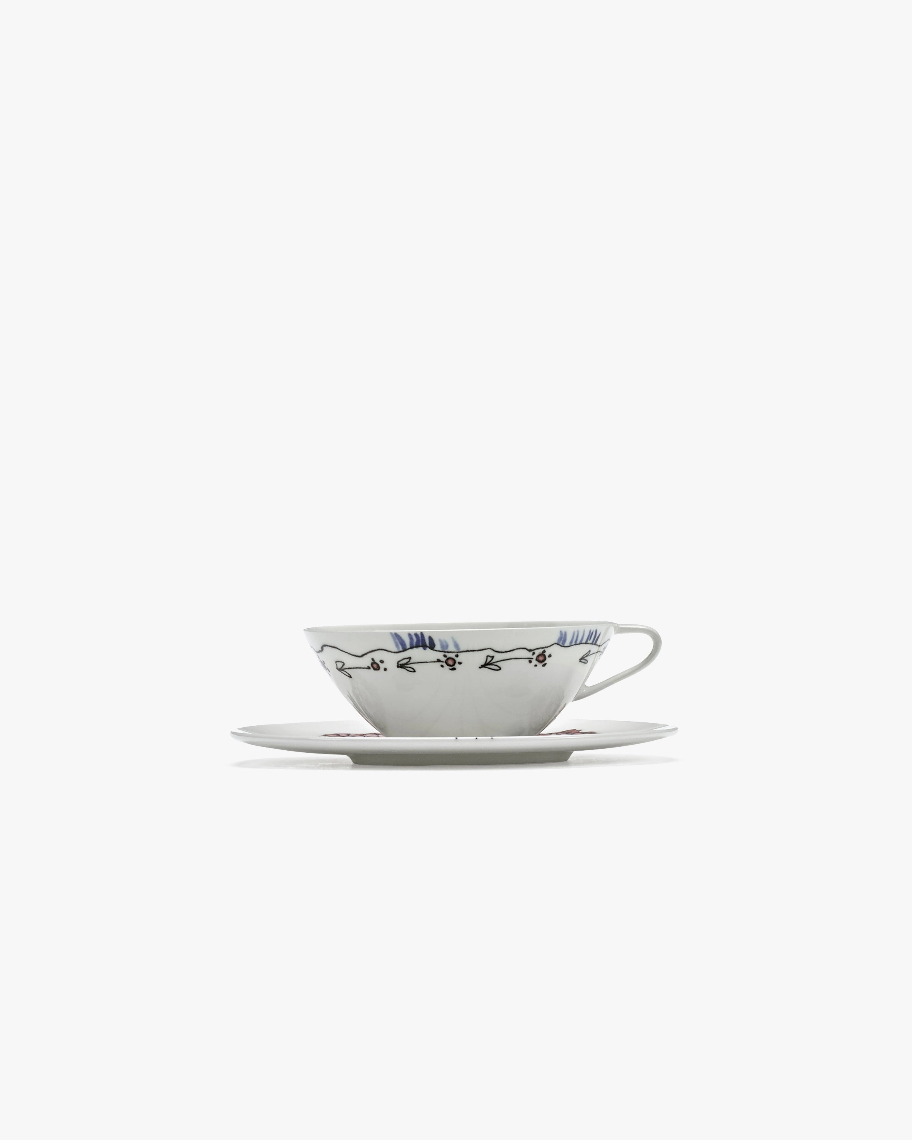 Coffee cup low with saucer Anemone milk Midnight Flowers