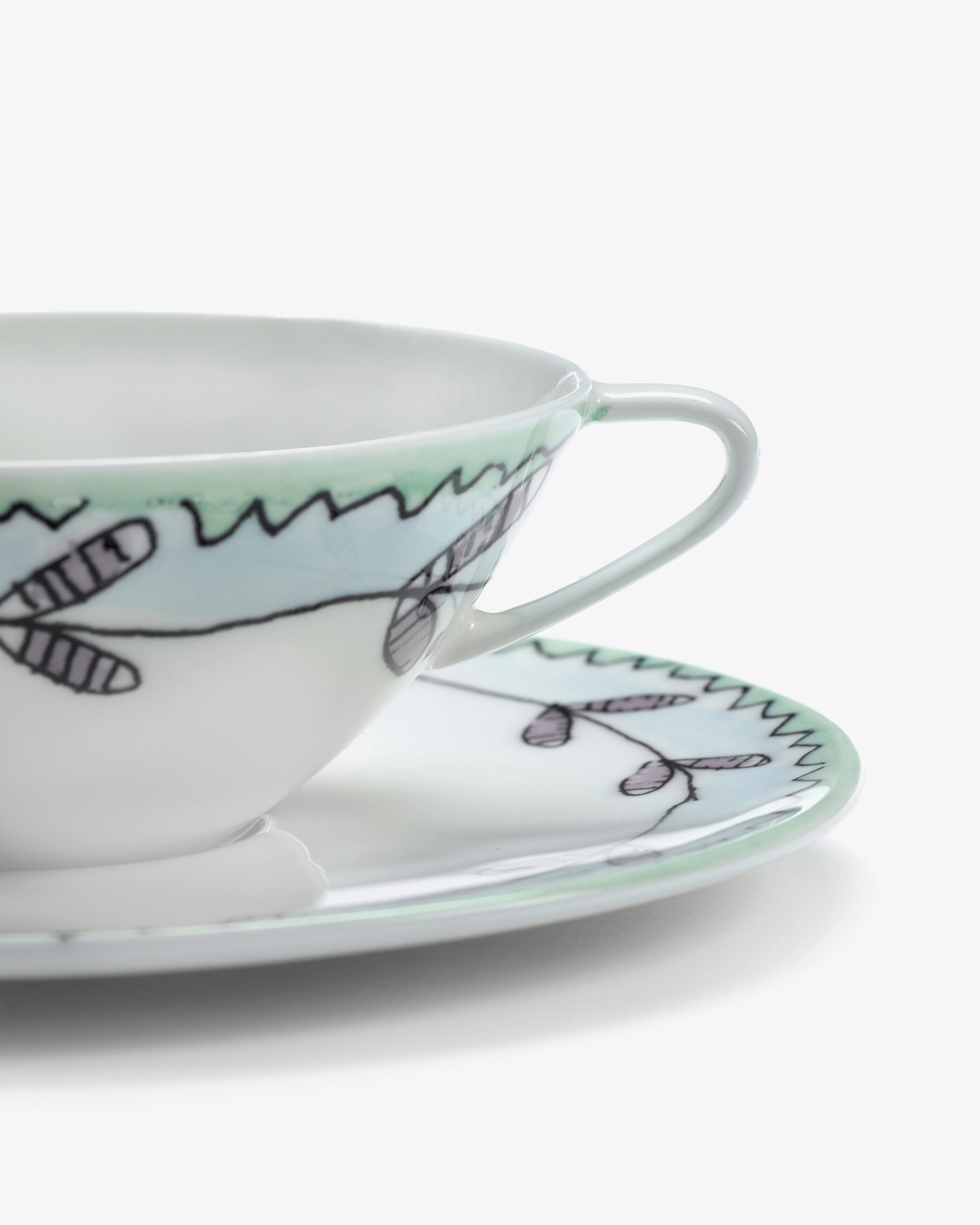 Coffee cup low with saucer Blossom milk Midnight Flowers