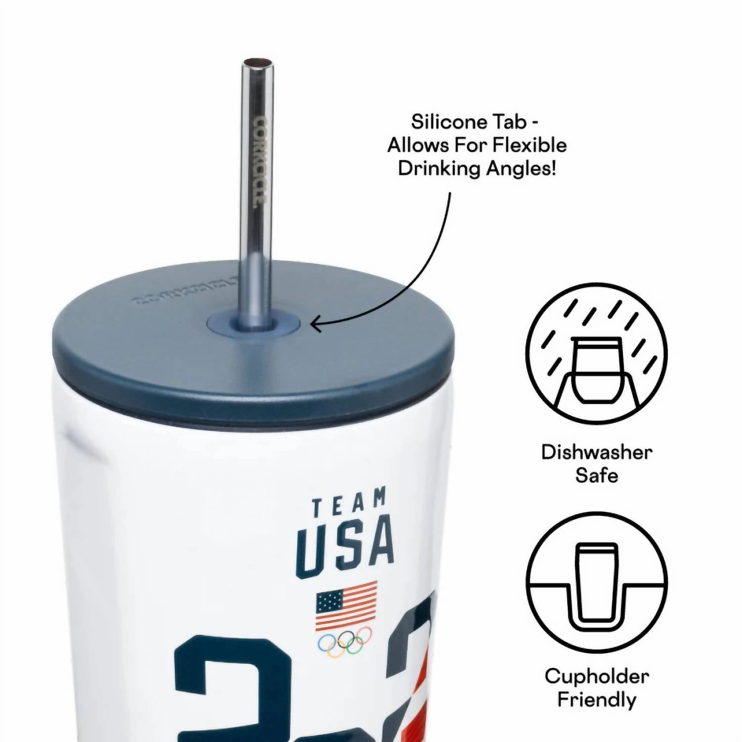 Cold Cup Team Usa 2024 Line Wave - 24Oz. In White