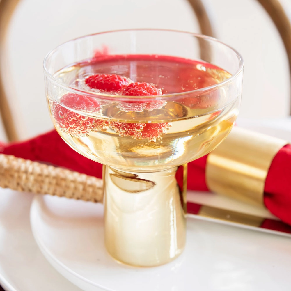 Coupe Glass Heavy Base Gold Glassware clearance picks