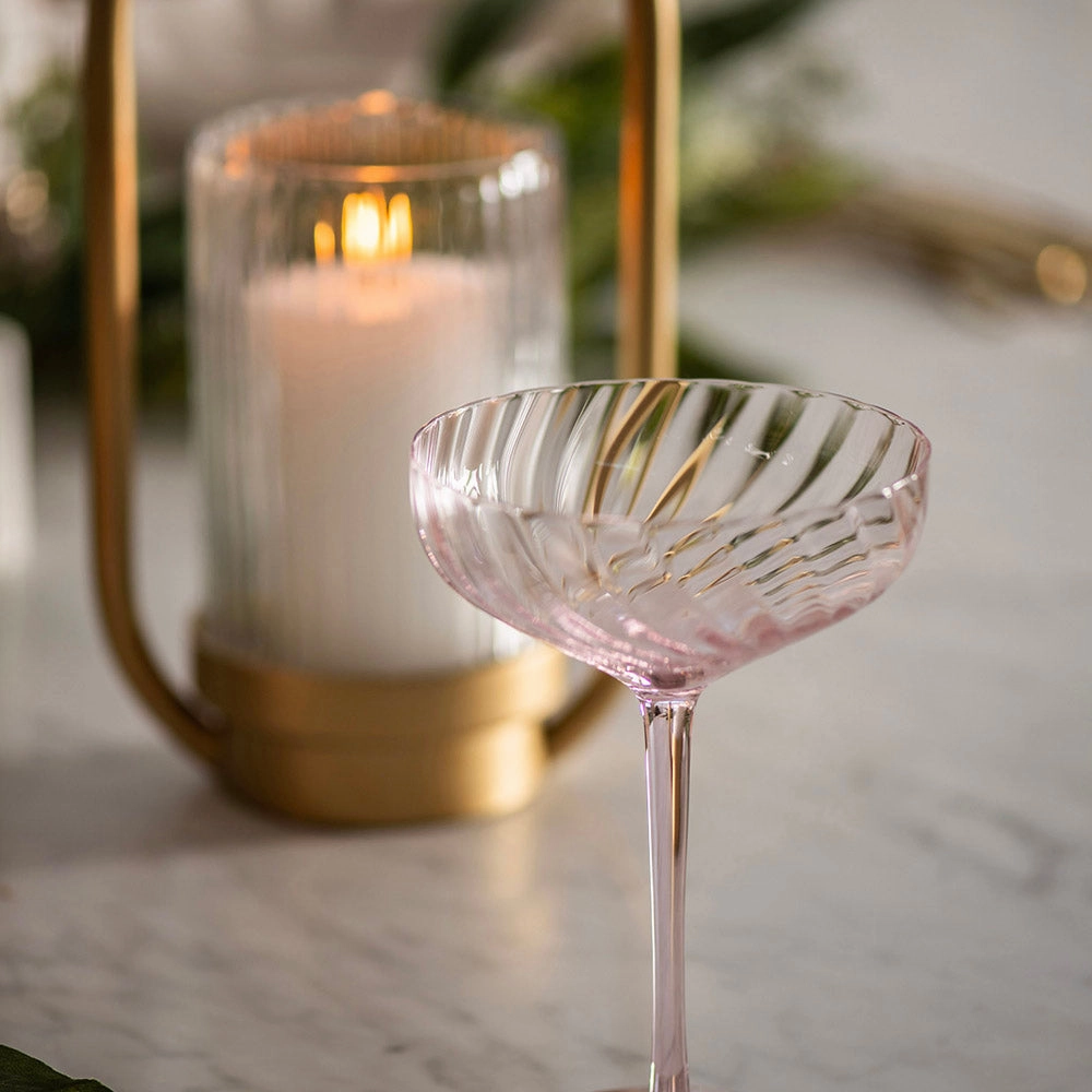 Coupe Glass Ribbed Swirl Blush Glassware clearance picks