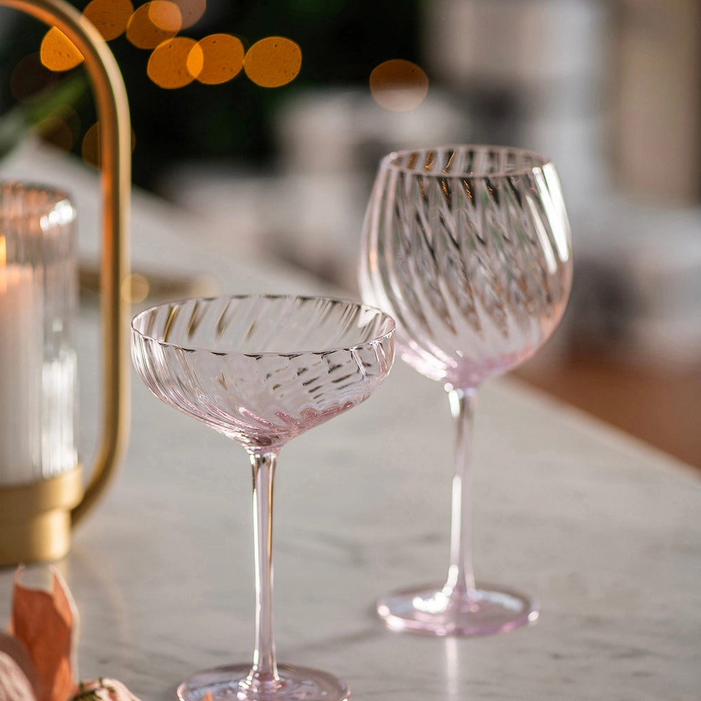 Coupe Glass Ribbed Swirl Blush Glassware clearance picks