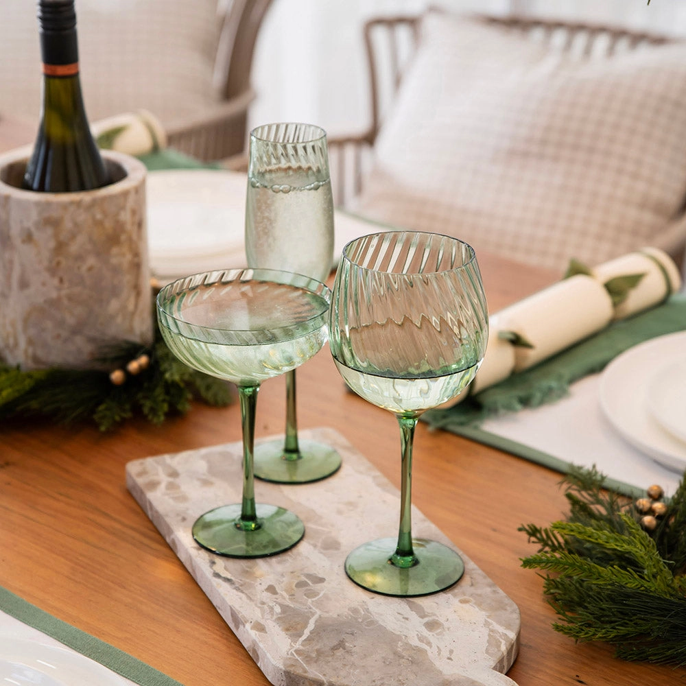 Coupe Glass Ribbed Swirl Forest Glassware clearance picks