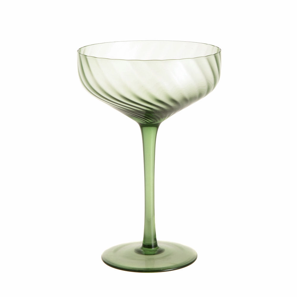 Coupe Glass Ribbed Swirl Forest Drinkware Bar Essentials