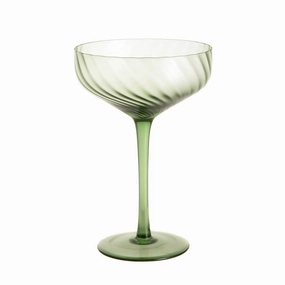 Coupe Glass Ribbed Swirl Forest Drinkware Bar Essentials