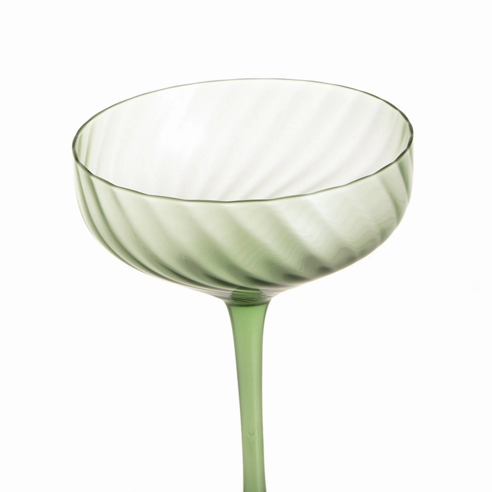 Coupe Glass Ribbed Swirl Forest Glassware clearance picks
