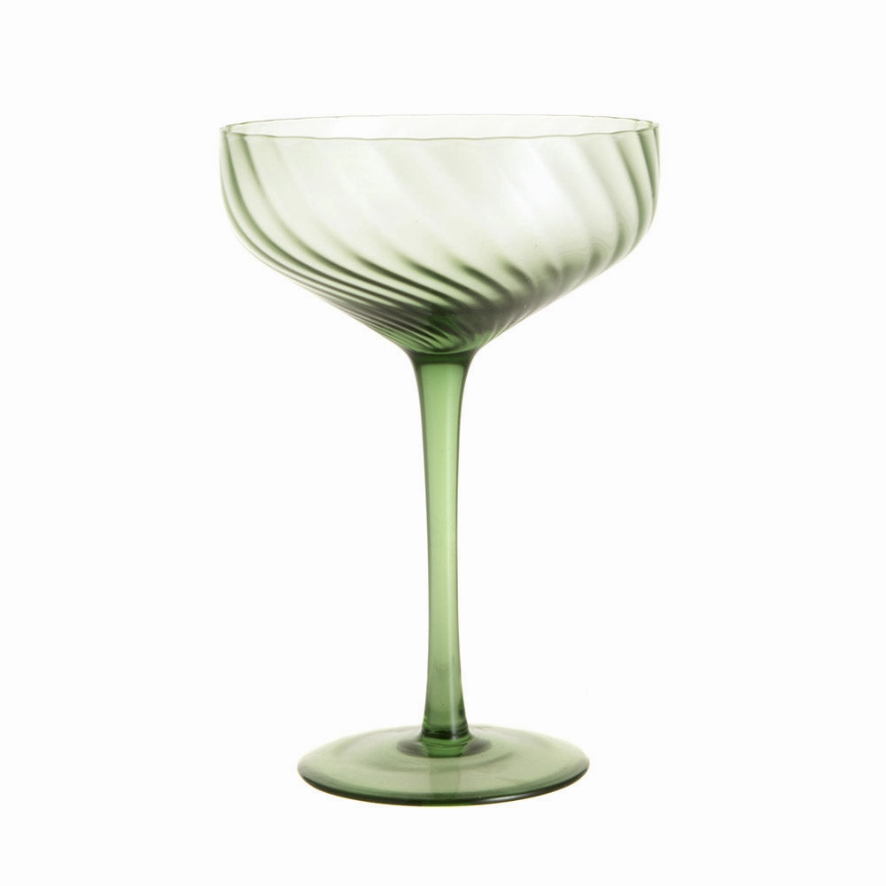 Coupe Glass Ribbed Swirl Forest Glassware clearance picks