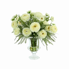 Creative Displays Ranunculus Floral Arrangement in Glass Pedestal Vase Faux Florals home florals discount