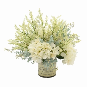 Creative Displays White Hydrangea, White Heather & Eucalyptus Floral Arrangement Faux Florals home florals discount