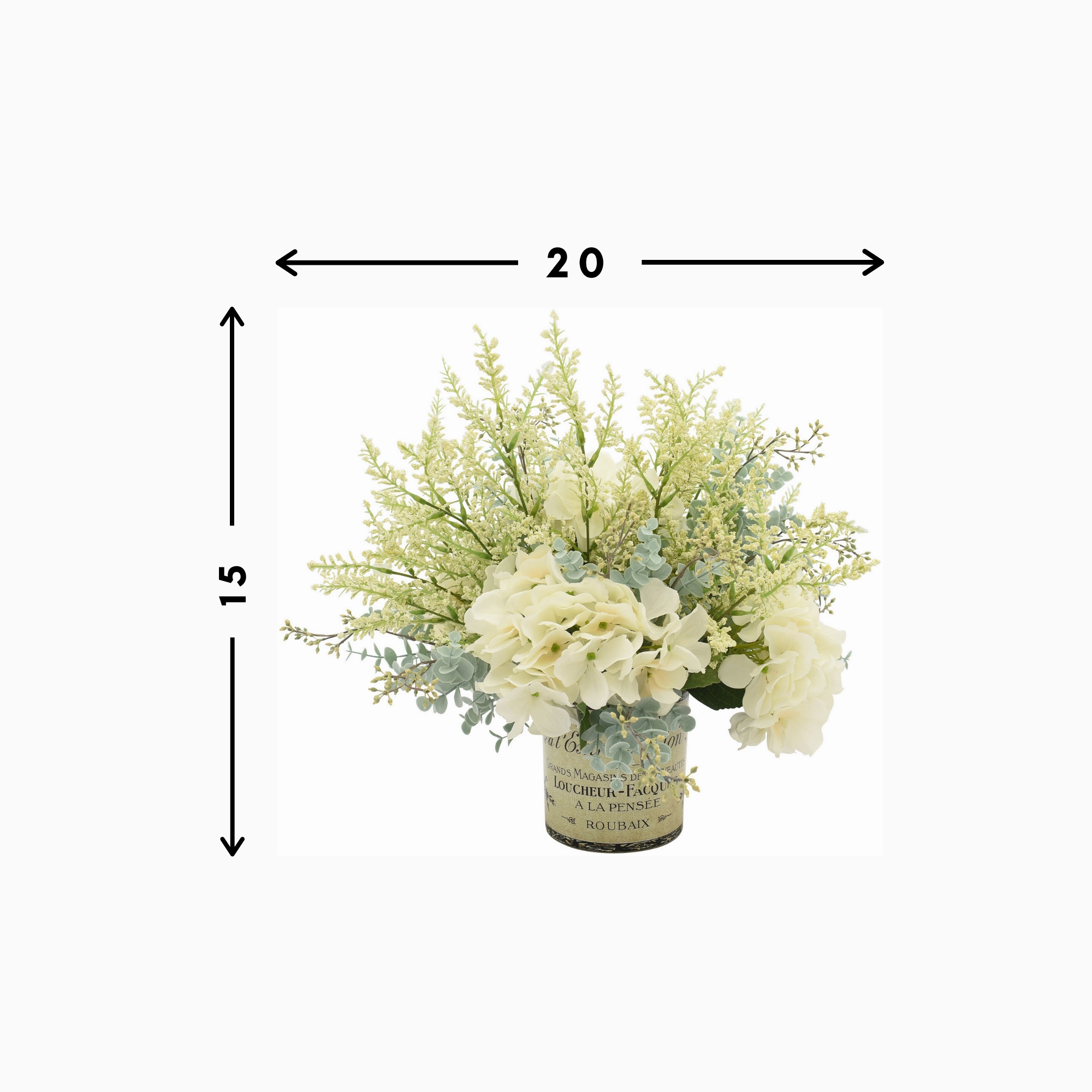 Creative Displays White Hydrangea, White Heather & Eucalyptus Floral Arrangement