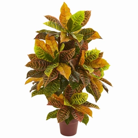 Croton Artificial Plant (Real Touch) 39" Faux Florals home florals discount