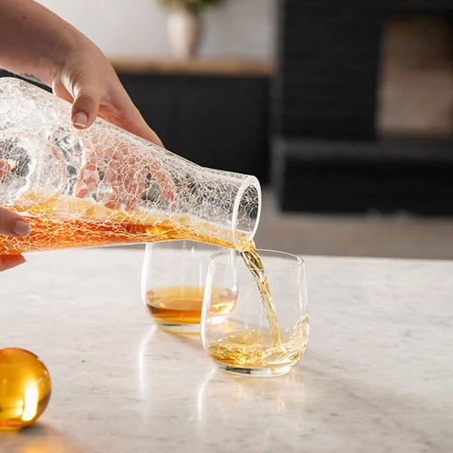 Crushed Glass Decanter with Ball