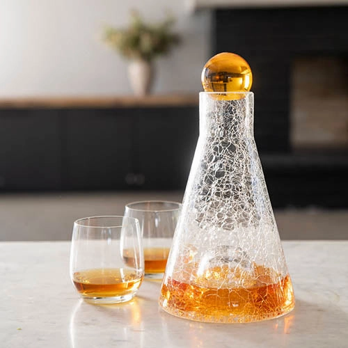 Crushed Glass Decanter with Ball