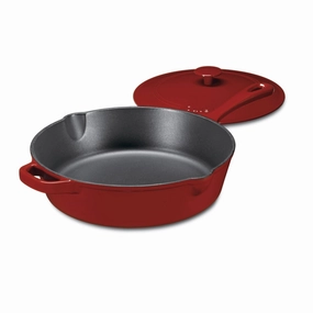 Cuisinart Chef'S Classic Enameled Cast Iron Cookware 12" (4.5 Qt.) Chicken Fryer-Cardinal Red Cookware holiday sale