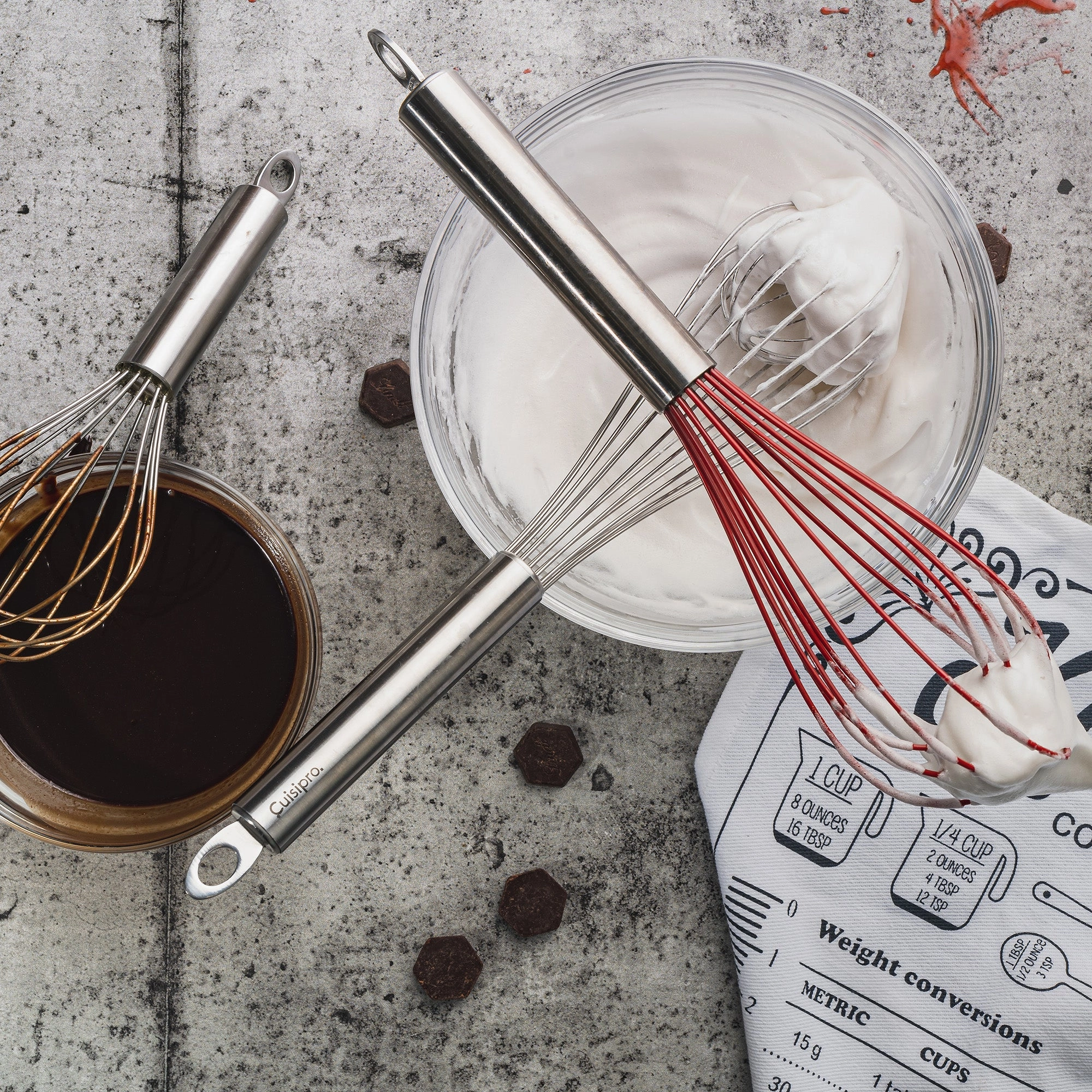 Cuisipro 8 Inch Silicone Egg Whisk, Red