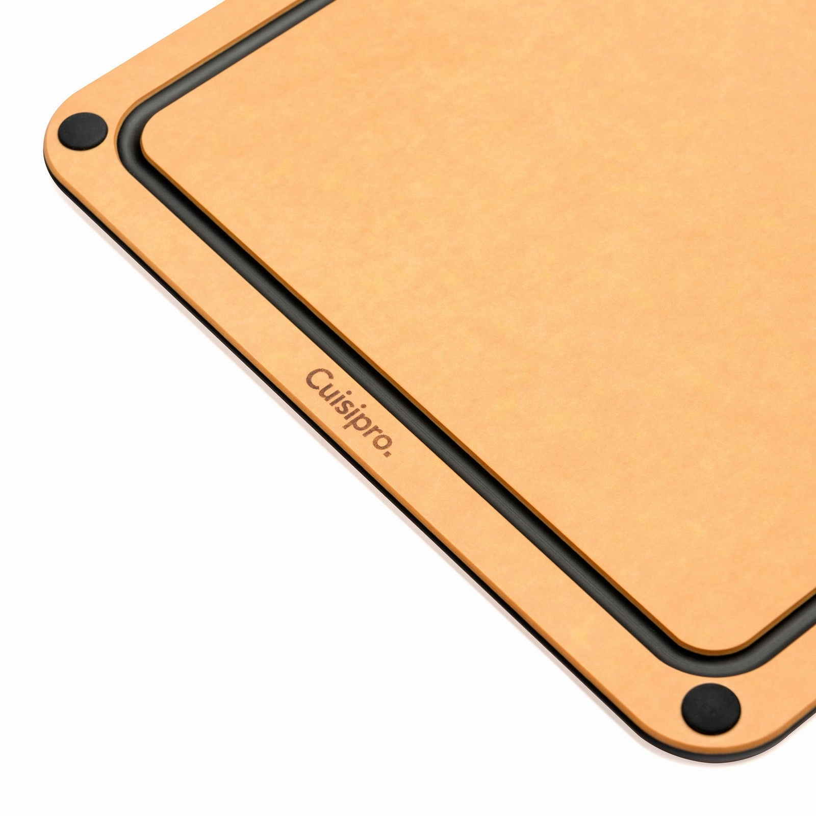 Cuisipro Fibre Wood Cutting Board with Silicone Feet, 16 x 11 Inch, Natural/Slate