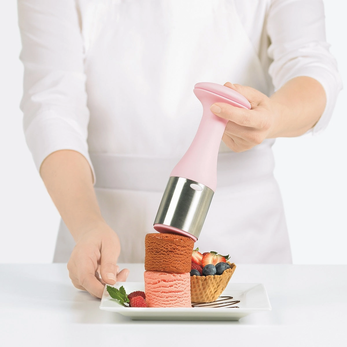 Cuisipro Scoop And Stack Green Ice Cream Scoop Cylinder Shape Ice Cream