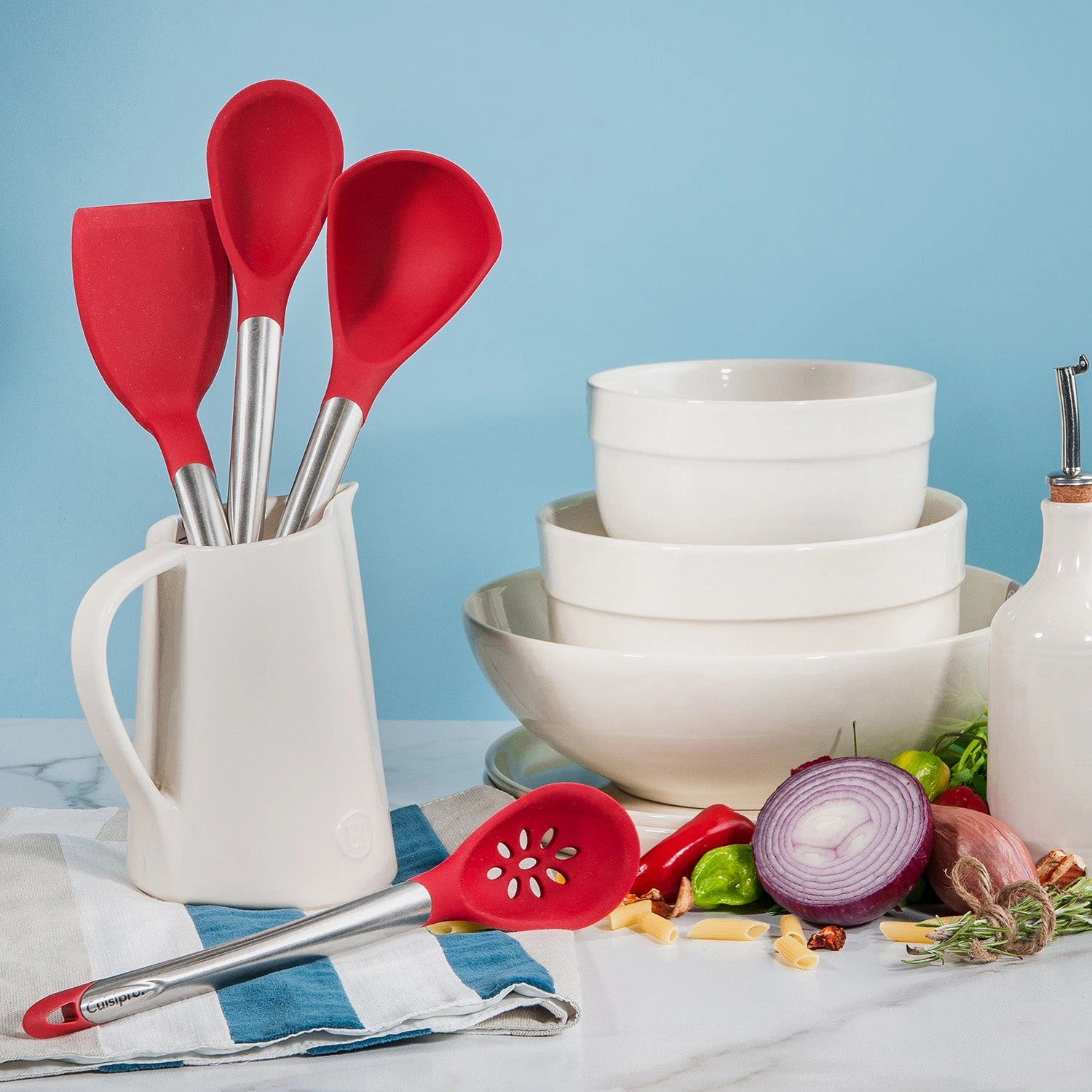 Cuisipro Silicone Kitchen Tool Set-Ladle, Turner, Spoon & Slotted Spoon