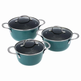 Curtis Stone 6-piece Dura-Pan  Nesting Saucepan Set Refurbished Cookware hot cookware outlet