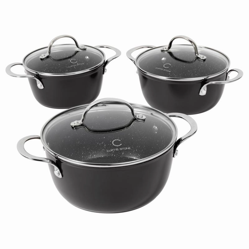Curtis Stone 6-piece Dura-Pan  Nesting Saucepan Set Refurbished