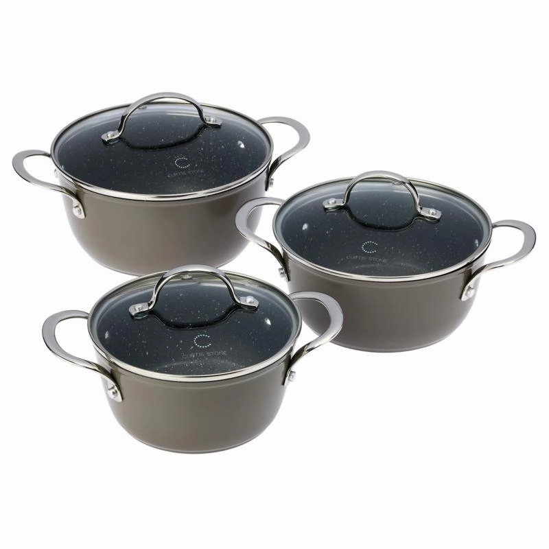 Curtis Stone 6-piece Dura-Pan  Nesting Saucepan Set Refurbished