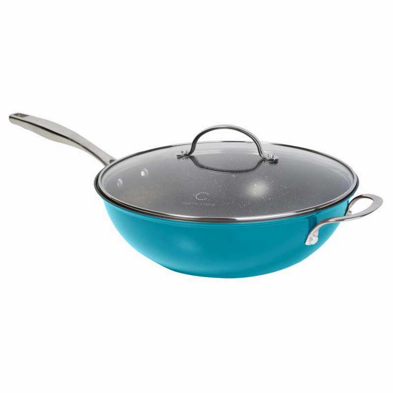 Curtis Stone Dura-Pan  11" Wok with Lid Refurbished