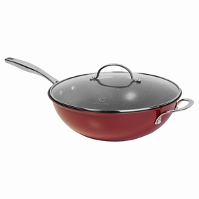 Curtis Stone Dura-Pan  11" Wok with Lid Refurbished Cookware hot cookware outlet