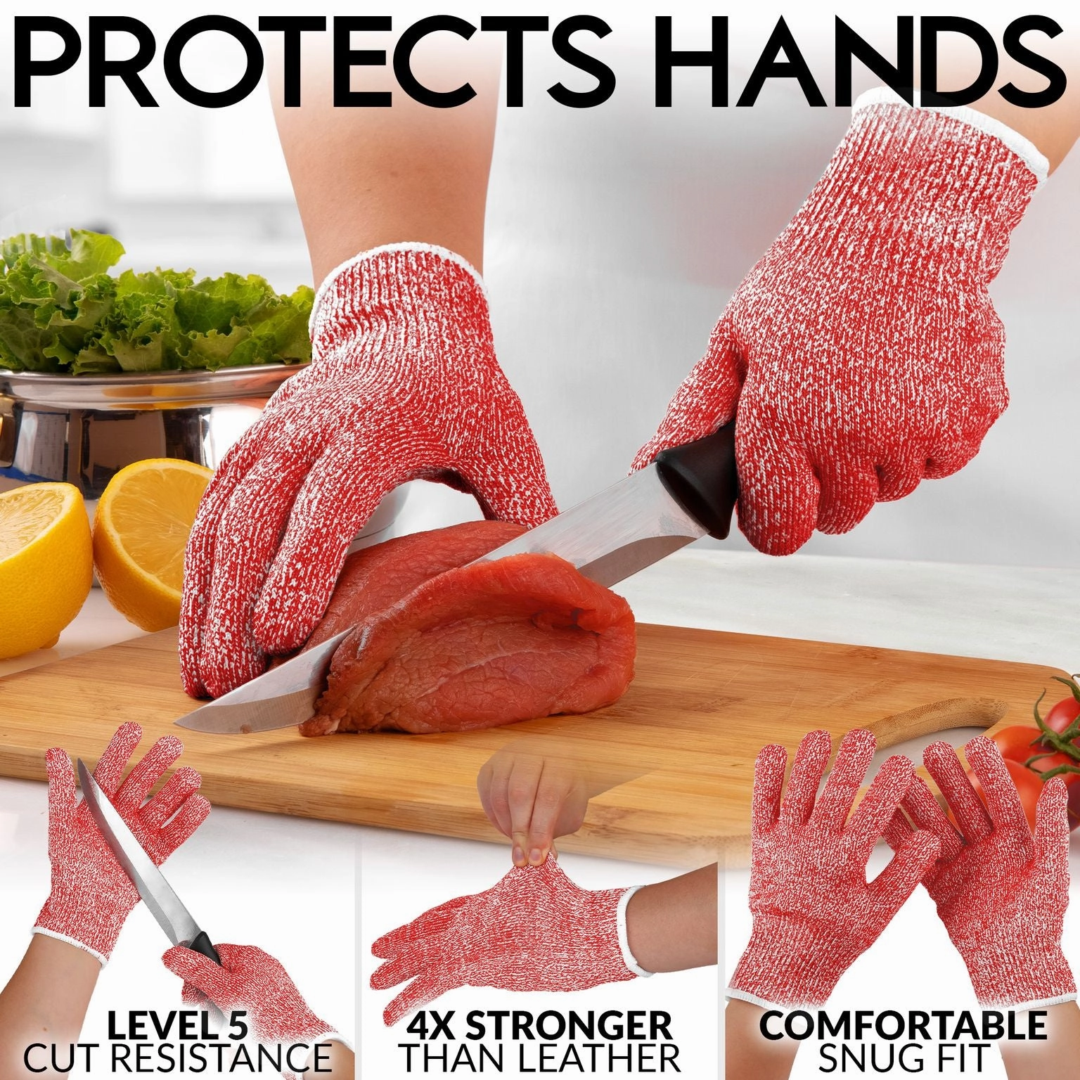 Cut Resistant Gloves Food Grade Level 5 Protection (Small)