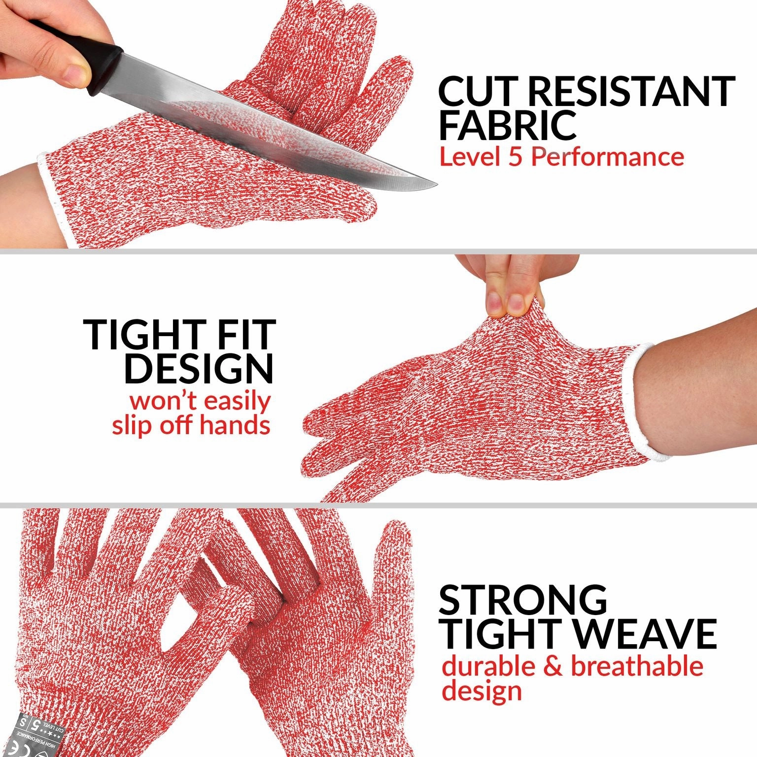 Cut Resistant Gloves Food Grade Level 5 Protection (Small)