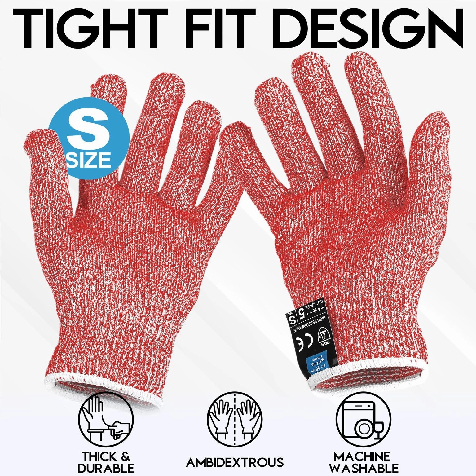 Cut Resistant Gloves Food Grade Level 5 Protection (Small)