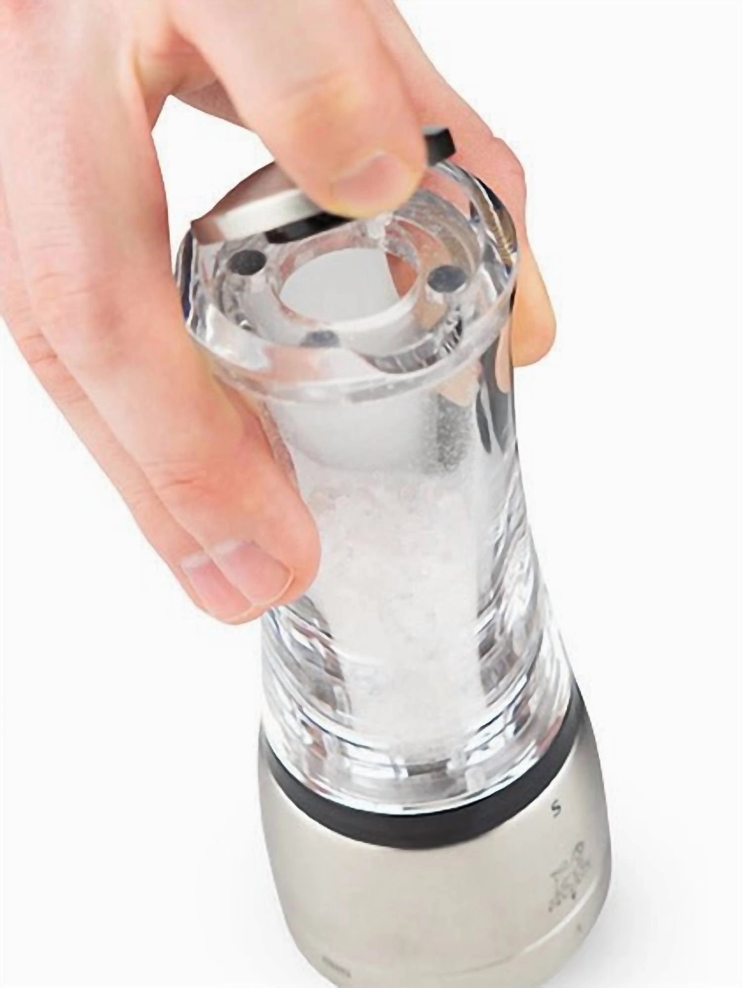 Daman Acrylic Salt Mill, 8" In Clear/silver