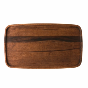 Dark Browk Rectangle Acacia Wood Tray Serveware clearance shop